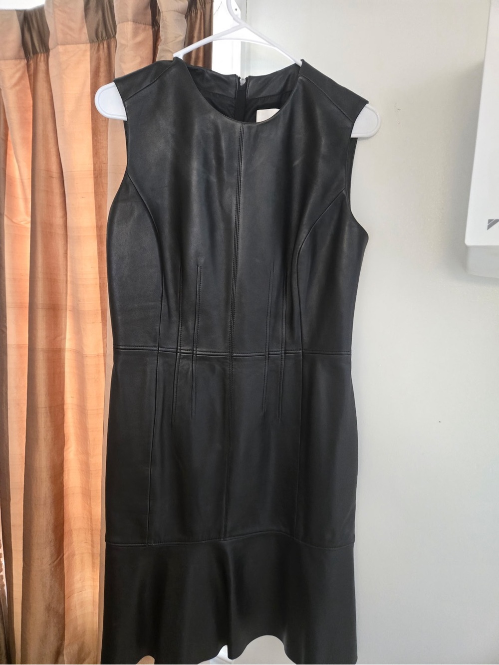 Hugo Boss Black Sleeveless Faux Leather Sheath Dress
